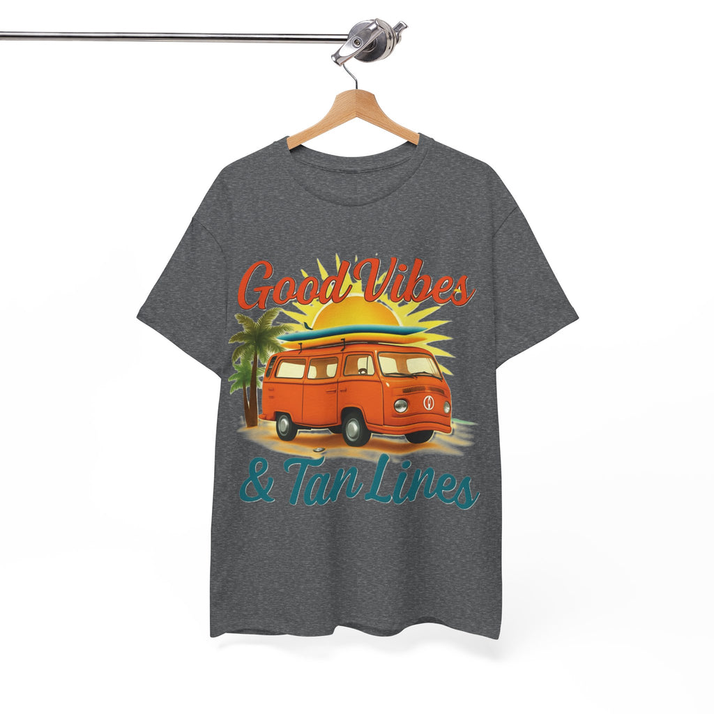 Good Vibes & Tan Lines T-Shirt, Summer Vibe Tee, Beach Lover Gift, Unisex Cotton Shirt, Vacation Style Apparel