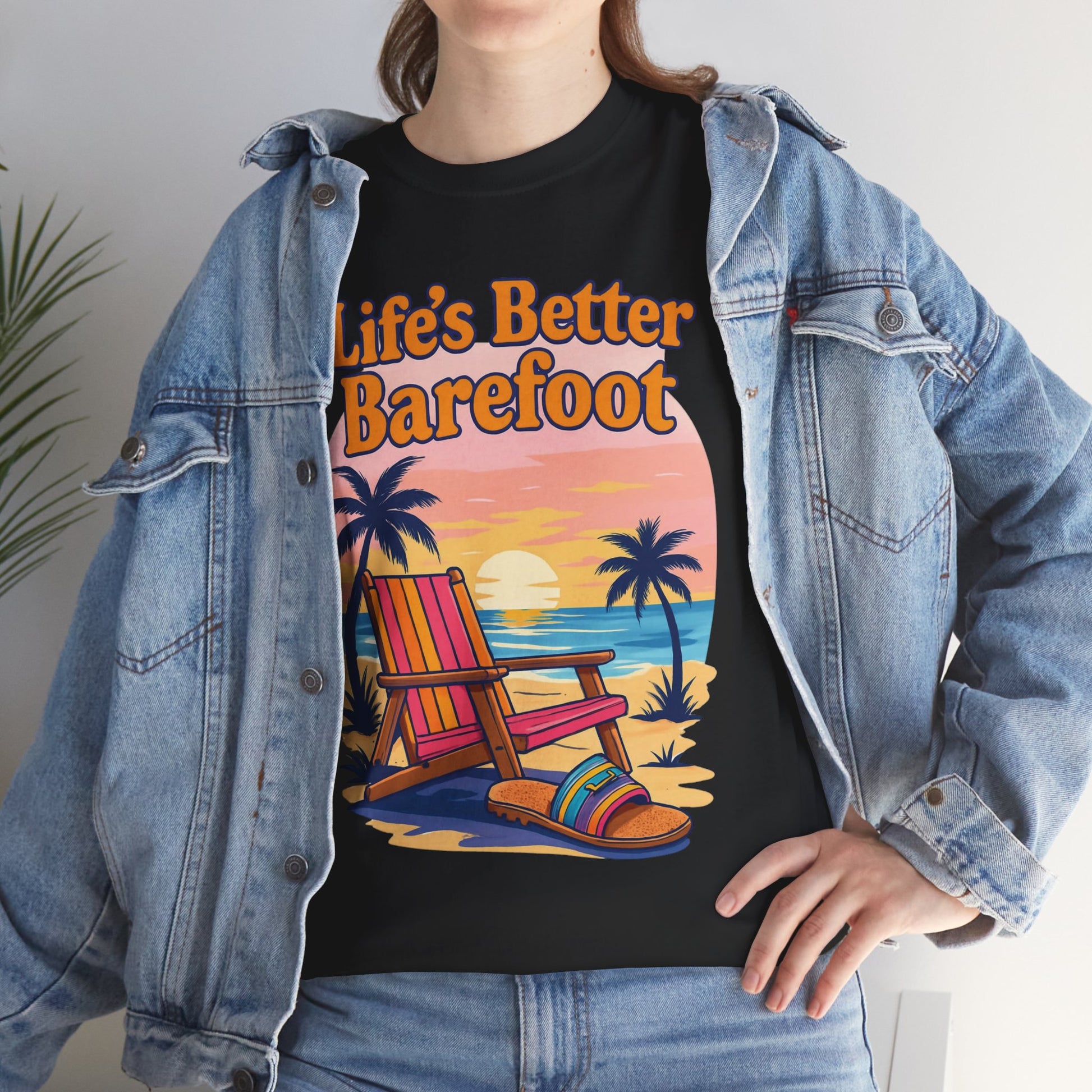 Beach Vibes Tee: "Life's Better Barefoot" Graphic Tee, Summer T-Shirt, Relaxation Apparel, Gift for Beach Lovers, Vacation Wear
