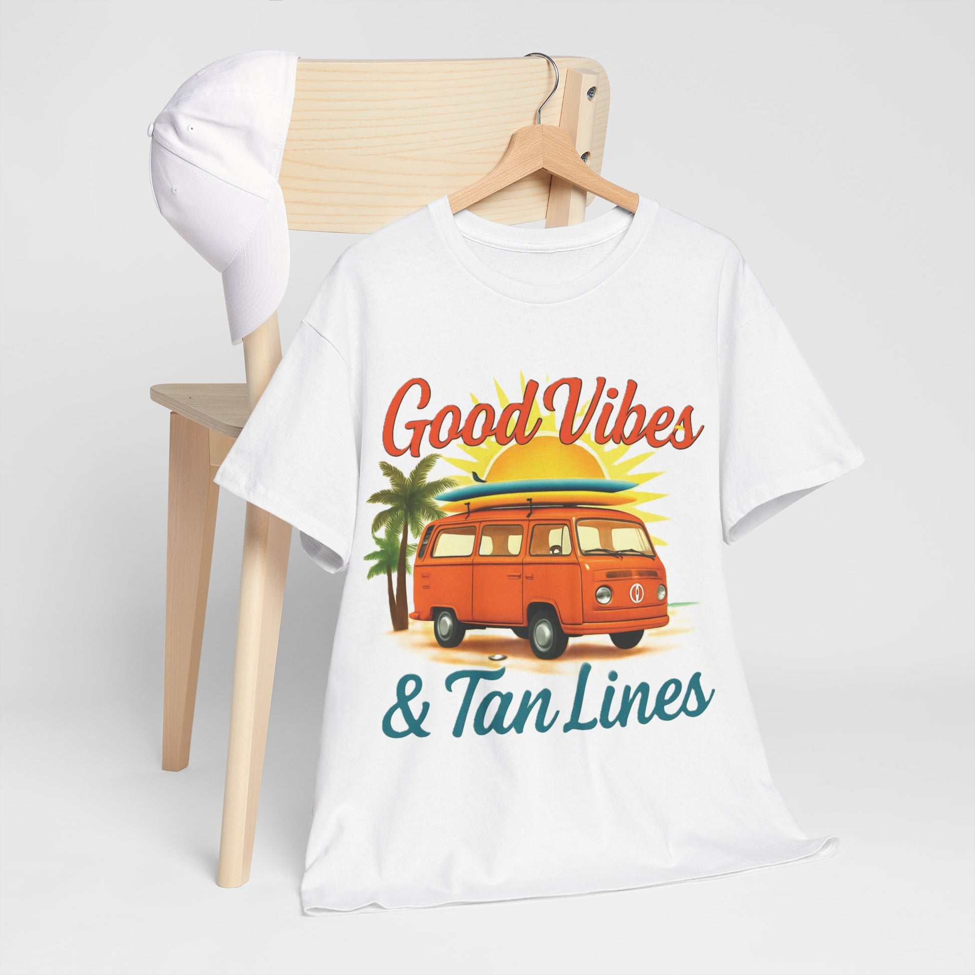Good Vibes & Tan Lines T-Shirt, Summer Vibe Tee, Beach Lover Gift, Unisex Cotton Shirt, Vacation Style Apparel